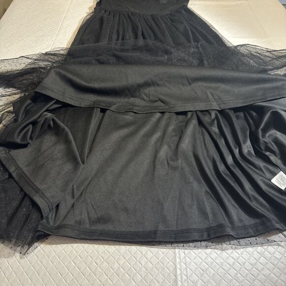 LULU'S SZ S Black For Love Mesh Tulle Tiered Ruffled Maxi Dress NEW Witchy Goth - Picture 15 of 16